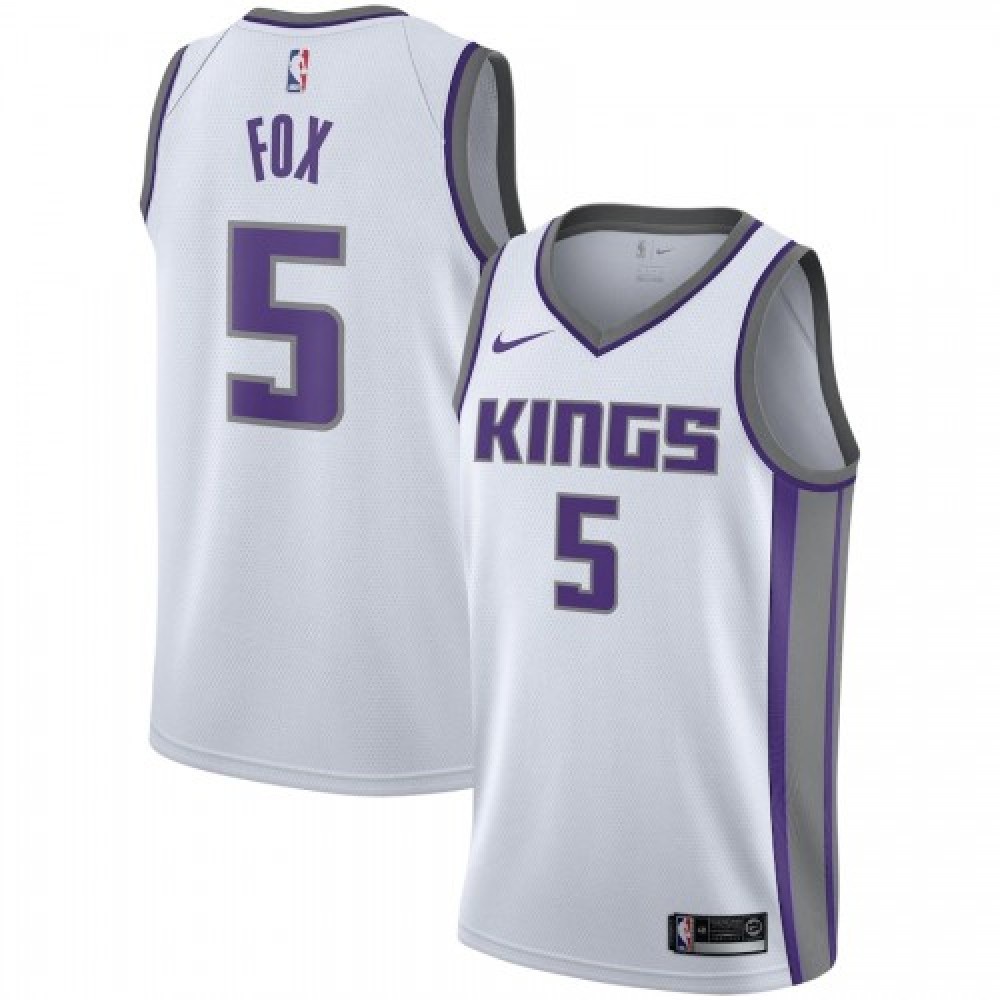 Men's Sacramento Kings De'Aaron Fox #5 White Swingman Jersey - Association Edition-Pro Kit Vault | Brand New 26/27 Sports Jerseys